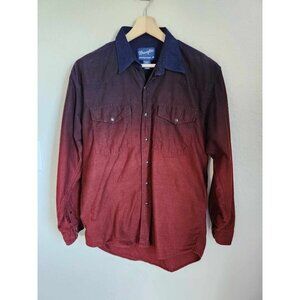 Vintage 2 tones Rust & Navy Western Large Button Down Western Shirt Sz Med